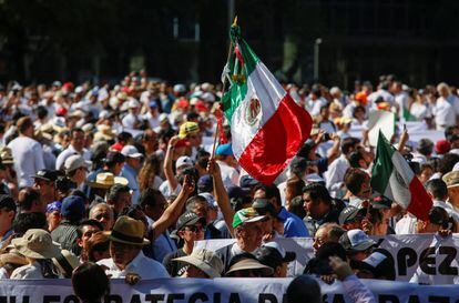 Protesto contra a violência no México no aniversário de um ano de López Obrador no poder, neste domingo, 1, 2019.