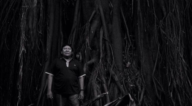 Davi Kopenawa, no parque Buenos Aires, em São Paulo.