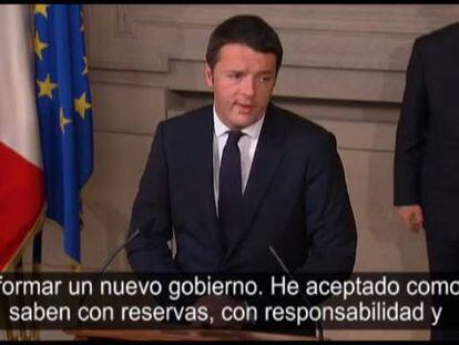 Matteo Renzi em conferência de imprensa nesta segunda-feira pela manhã.