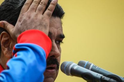 O presidente Nicolás Maduro nesta sexta-feira em um ato em Caracas.