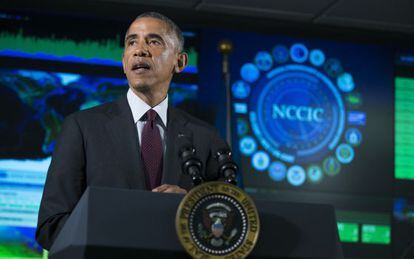 Obama em seu discurso sobre segurança cibernética.