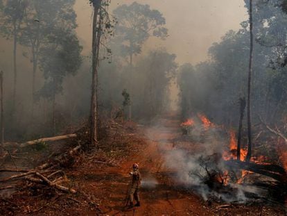 Incêndio na floresta na cidade União do Sul, em Mato Grosso, no dia 4 de setembro.