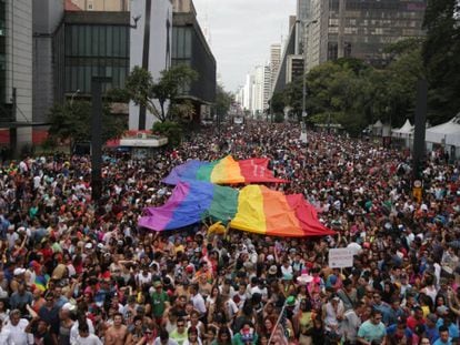 Parada Gay em São Paulo.