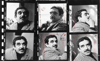 Folha de contatos da sessão fotográfica de García Márquez em 1966