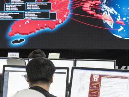 Tela da Agência de Segurança e Internet da Coreia mostra expansão do vírus.