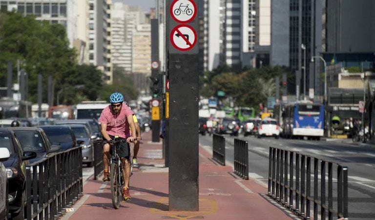 Ciclovia da avenida Paulista.