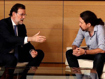 Mariano Rajoy com Pablo Iglesias