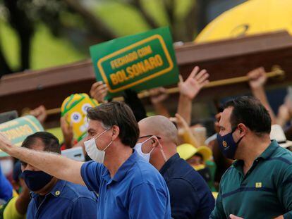 Presidente Jair Bolsonaro, durante um ato em Brasília.