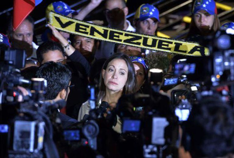 María Corina Machado, nesta segunda-feira em Lima.