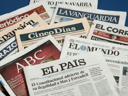 Capa dos jornais espanhóis nesta quinta-feira.