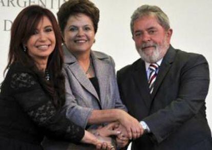 Cristina Kirchner, Dilma Rousseff e Lula. 