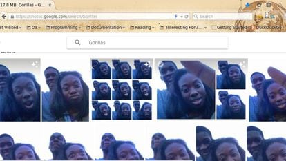 Resultados do Google Photos à busca por “gorilas” do usuário que fez a denúncia