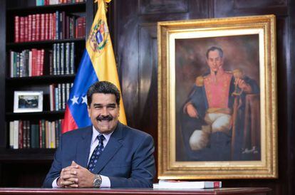 O presidente venezuelano, Nicolás Maduro, durante sua mensagem de ano novo.