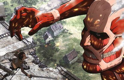 In 'Attack on Titan', Eren Jaeger defends his civilization against the violence of giants. 