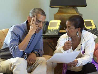 O presidente Barack Obama e sua assessora Susan Rice.