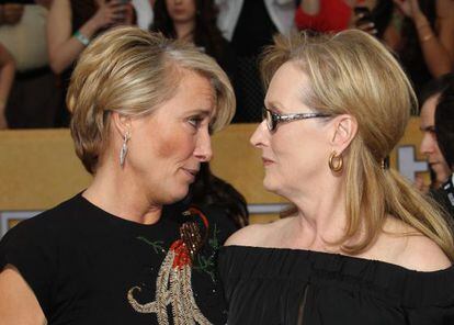 As atrizes Emma Thompson e Meryl Streep.