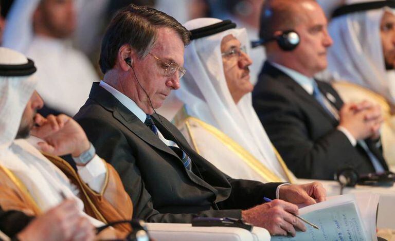 Bolsonaro durante fórum de negócios em Abu Dhabi, em 27 de outubro. 