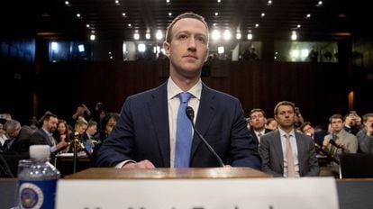 Mark Zuckerberg em abril deste ano, quando depôs no Congresso dos EUA sobre o escândalo da Cambridge Analytica.