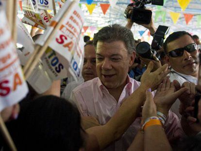 Santos durante um ato de campanha em Cali.