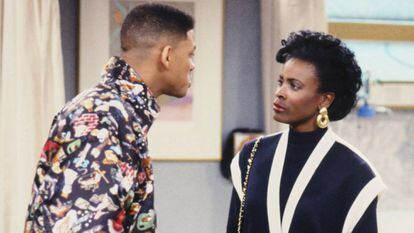 Will Smith e Janet Hubert na gravação de 'Um maluco no pedaço'