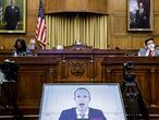 Mark Zuckerberg, durante una intervención por videoconferencia en una audiencia antimonopolio del Congreso de EE UU en julio.