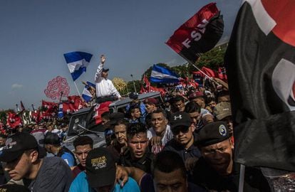 Daniel Ortega, ao chegar à comemoração do 39.o aniversário do triunfo da Revolução Sandinista.