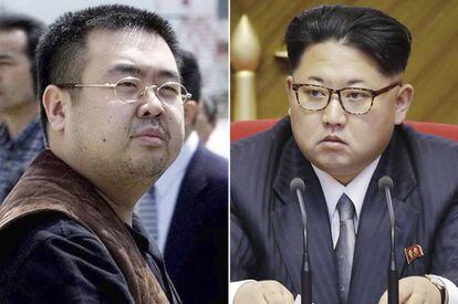 Kim Jong-nam (à esq.), irmão do líder da Coreia do Norte, Jim Jong-un (à dir), que foi assassinado em 13 de fevereiro.