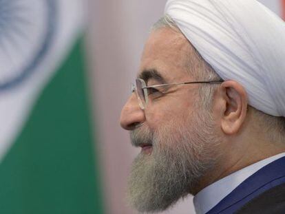 O presidente iraniano, Hassan Rouhani, na cúpula dos Brics, em Ufá, Rússia, em 9 de julho.