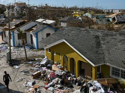 Bairro destruído em Great Abaco (Bahamas) no sábado, 7 de setembro, depois da passagem do furacão Dorian.