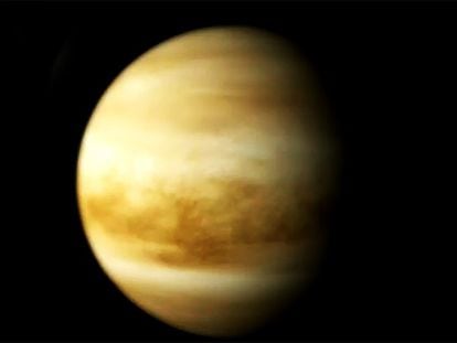 Imagem de Vênus a partir de fotografias da sonda Venus Express.