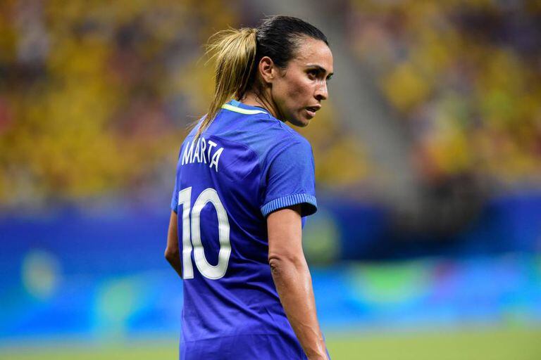 Marta no jogo do Brasil contra a África do Sul em 9 de agosto.