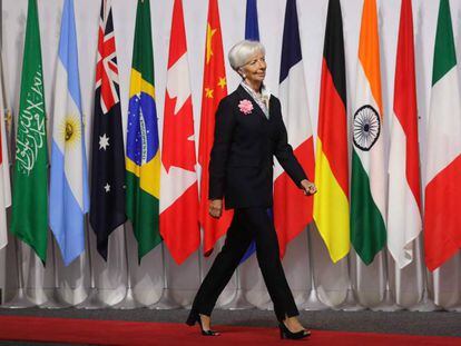 Christine Lagarde ao chegar à cúpula do G-20 em Osaka.