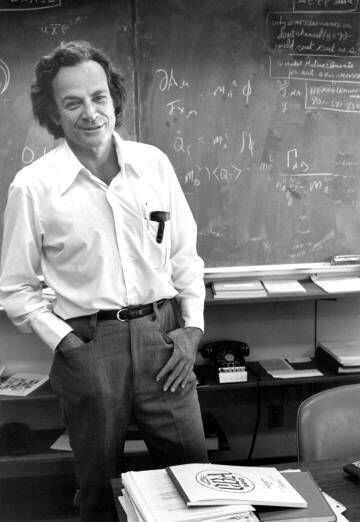 Feynman em seu escritório do Instituto de Tecnologia da Califórnia, em 1974