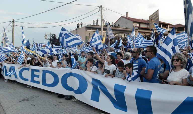 Manifestação contra o uso do nome Macedonia por Skopje, na passada quarta-feira na cidade grega de Pella.