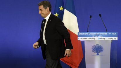 Nicolás Sarkozy, ontem em Paris.
