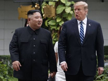 Kim Jong Un e Donald Trump, no último encontro de Hanói.