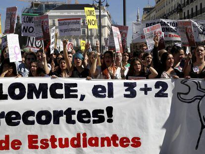 Manifestação em Madri convocada pelo Sindicato dos Estudantes.