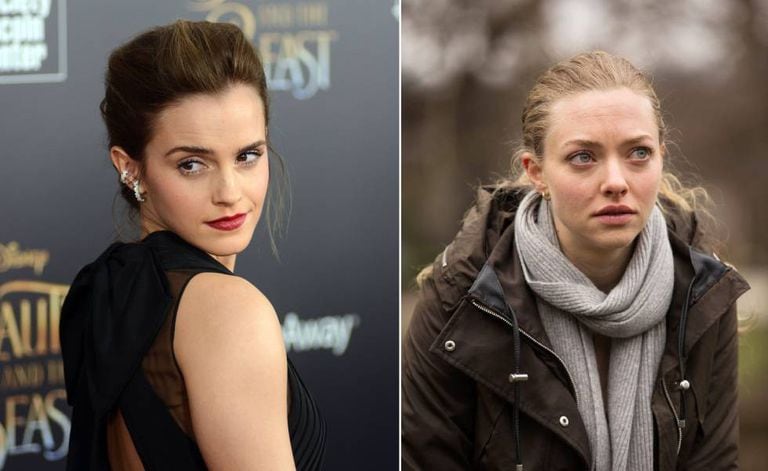 As atrizes Emma Watson, à direita, e Amanda Seyfried