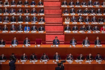 O presidente chinês, XI Jinping, na Assembleia Nacional Popular, em 8 de março.