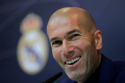 Zinedine Zidane, em uma coletiva de imprensa com o Real Madrid, no ano passado.