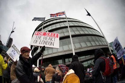Protesto contra a política de habitação em Londres, em janeiro.