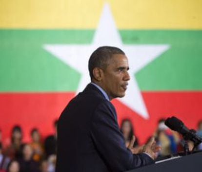 Barack Obama, durante discurso feito na sexta-feira em Yangon, em Mianmar.