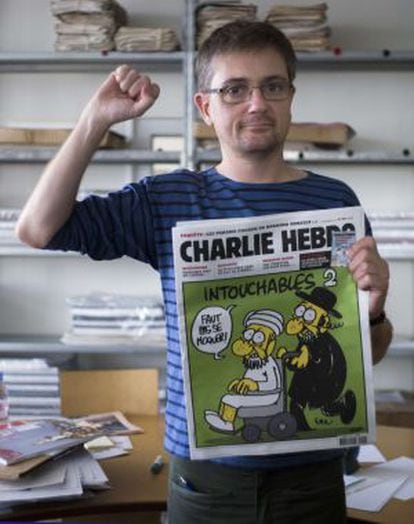 Diretor do semanário satírico Charlie Hebdo, Charb, em Paris.