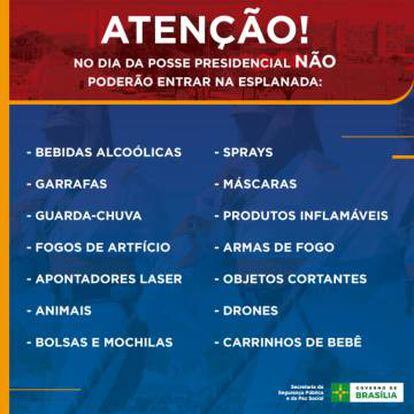 Restrições para quem quer assistir à posse em Brasília.