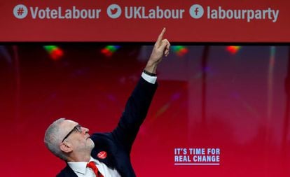 Jeremy Corbyn ao apresentar seu programa de Governo, no dia 21 de novembro, em Birmingham (Reino Unido).