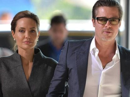 Angelina Jolie e Brad Pitt, em Londres em 2014.