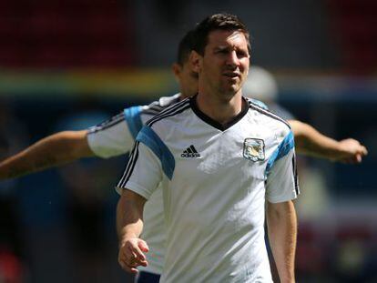 Messi durante um treino da seleção Argentina.