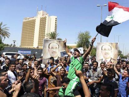 Manifestação pró-Maliki nesta segunda-feira em Bagdá.