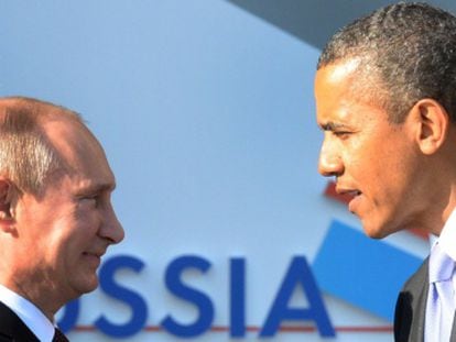 Putin (esq.) e Obama (dir.), em junho.
