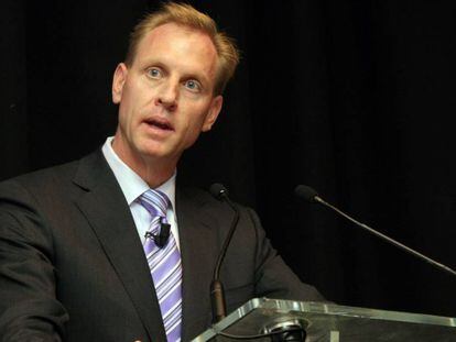 Patrick Shanahan, durante uma coletiva em 2009 sobre a Boeing